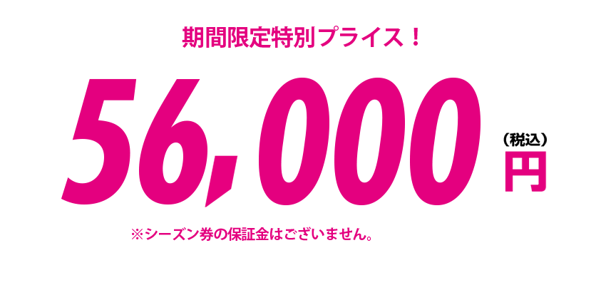 大人全日シーズン券（駐車場料金込！）56,000円税込